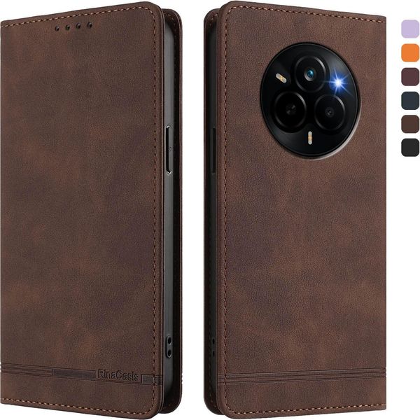 Custodia Per Realme Narzo 80 Pro, Custodia Retro In Finto Cuoio Con Supporto E Slot Per Carte Di Credito Marrone-image