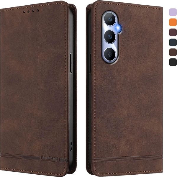 Custodia Per Realme C65 4G, Custodia Retro In Finto Cuoio Con Supporto E Slot Per Carte Di Credito Marrone-image