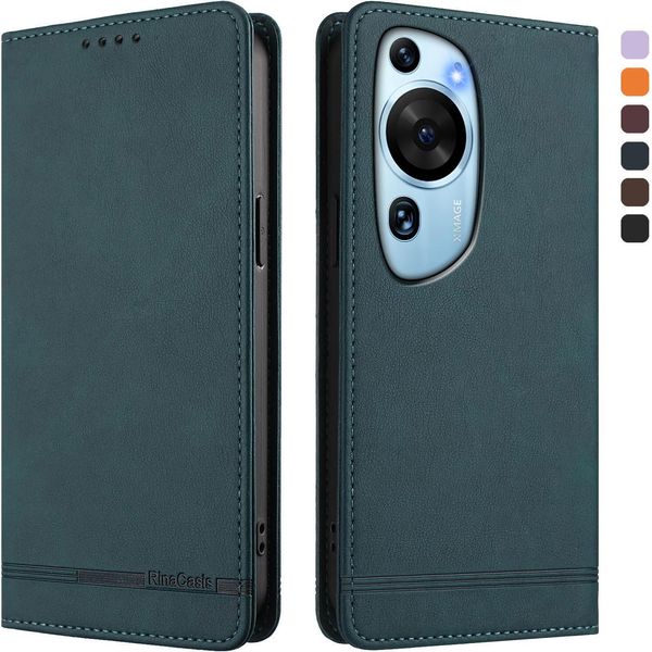 Custodia Per Huawei P60 Art, Custodia Retro In Finto Cuoio Con Supporto E Slot Per Carte Verde-image