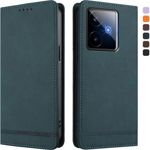 Custodia Per Realme Gt 7, Custodia Retro In Finto Cuoio Con Supporto E Slot Per Carte Verde-image