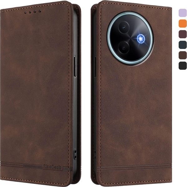 Custodia Per Vivo Y39 5G, Custodia Retro In Finto Cuoio Con Supporto E Slot Per Carte Di Credito Marrone-image