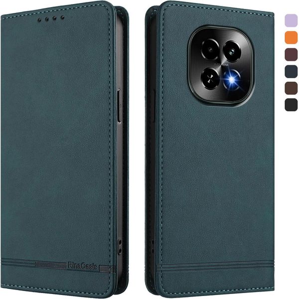 Custodia Per Realme C63 5G, Custodia Retro In Finto Cuoio Con Supporto E Slot Per Carte Verde-image