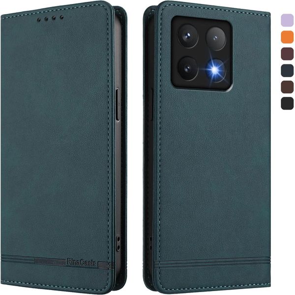 Custodia Per Xiaomi 14T Pro, Custodia Retro In Finto Cuoio Con Supporto E Slot Per Schede Verde-image