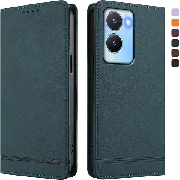 Custodia Per Vivo Y56 5G, Custodia Retro In Finto Cuoio Con Supporto E Slot Per Carte Verde-image