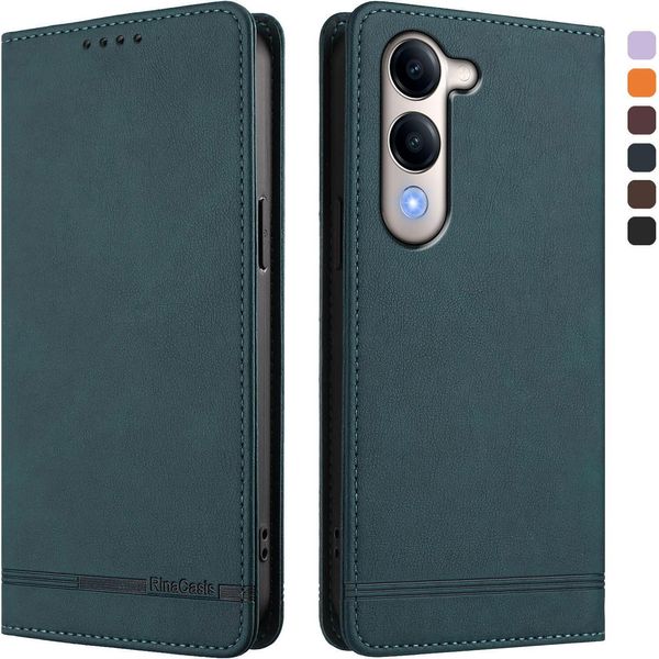 Custodia Per Vivo Y29S, Custodia Retro In Finto Cuoio Flip Con Supporto E Slot Per Carte Di Credito Verde-image