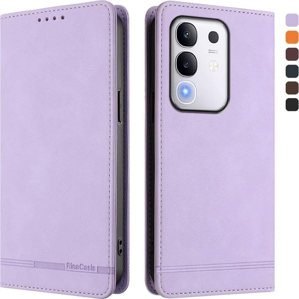 Custodia Per Vivo Y29 4G, Custodia Retro In Finto Cuoio Flip Con Supporto E Slot Per Carte Di Credito Viola-image