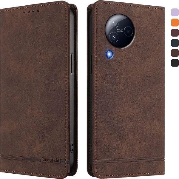 Custodia Per Xiaomi Civi 3, Custodia Retro In Finto Cuoio Con Supporto E Slot Per Carte Di Credito Marrone-image