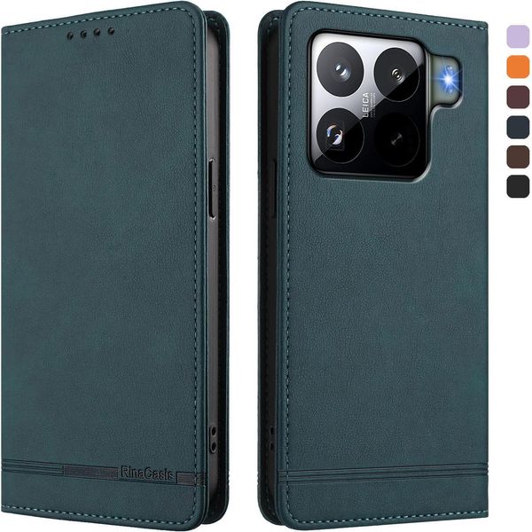 Custodia Per Xiaomi 15S Pro, Custodia Retro In Finto Cuoio Con Supporto E Slot Per Schede Verde-image