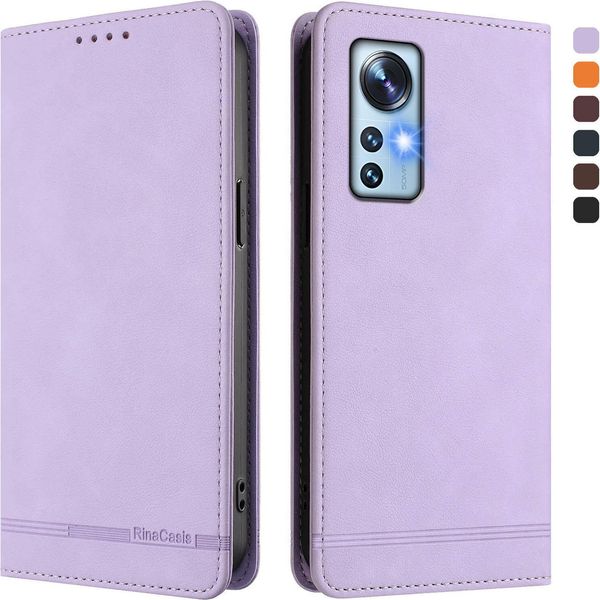 Custodia Per Xiaomi 12 /Xiaomi 12X /Xiaomi 12S, Retro Custodia Flip In Finto Cuoio Con Supporto E Slot Per Carte Purple-image