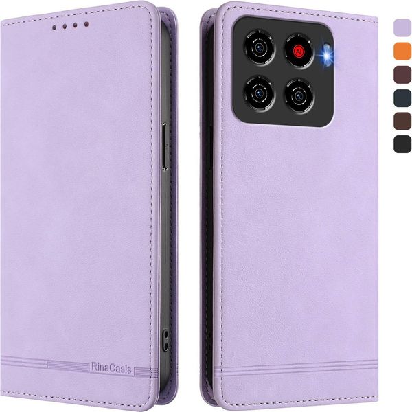 Custodia Per Zte Blade A56, Custodia Retro In Finto Cuoio Con Supporto E Slot Per Carte Di Credito Viola-image