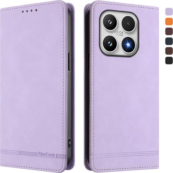Custodia Per Xiaomi 17, Custodia Retro In Finto Cuoio Con Supporto E Slot Per Carte Di Credito Viola-image