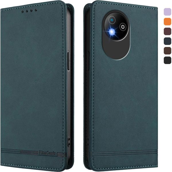 Custodia Per Zte Blade A35 Lite, Custodia Retro In Finto Cuoio Flip Con Supporto E Slot Per Carte Verde-image