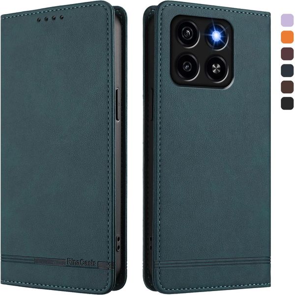 Custodia Per Zte Blade A35 / A55, Custodia Retro In Finto Cuoio Con Supporto E Slot Per Carte Verde-image