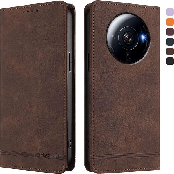 Custodia Per Xiaomi 12S Ultra, Custodia Retro In Finto Cuoio Con Supporto E Slot Per Carte Di Credito Marrone-image