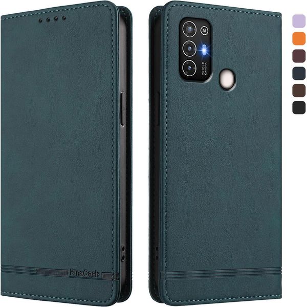 Custodia Per Zte Blade A52, Custodia Retro In Finto Cuoio Flip Con Supporto E Slot Per Carte Verde-image