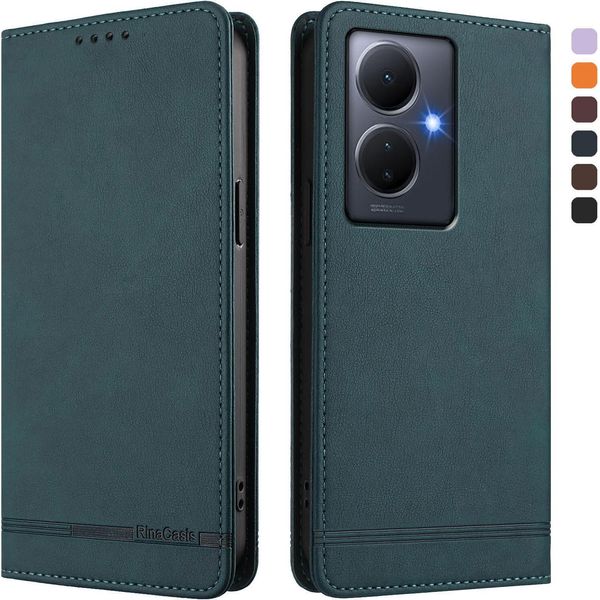 Custodia Per Vivo Y78 Plus, Custodia Retro In Finto Cuoio Con Supporto E Slot Per Carte Verde-image