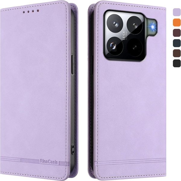 Custodia Per Xiaomi 15S Pro, Retro Custodia In Finto Cuoio Flip Con Supporto E Slot Per Carte Purple-image