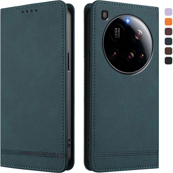 Custodia Per Xiaomi 15 Ultra, Custodia Retro In Finto Cuoio Flip Con Supporto E Slot Per Carte Verde-image