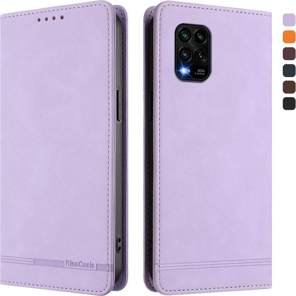 Custodia Per Xiaomi Mi 10 Lite, Retro Custodia In Finto Cuoio Flip Con Supporto E Slot Per Carte Purple-image