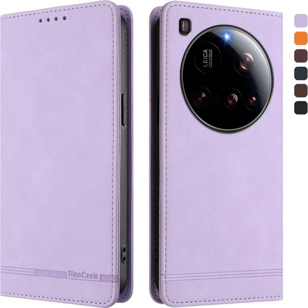Custodia Per Xiaomi 15 Ultra, Custodia Retro In Finto Cuoio Con Supporto E Slot Per Carte Di Credito Viola-image