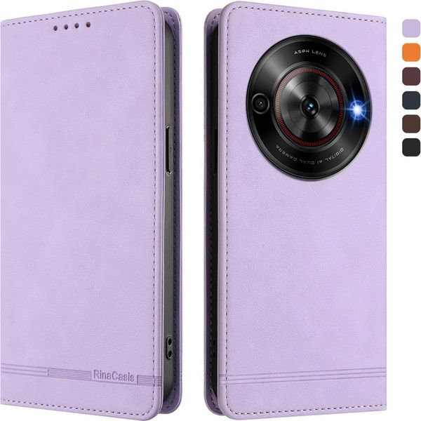 Custodia Per Zte Blade A75 5G, Retro Custodia In Finto Cuoio Flip Con Supporto E Slot Per Carte Purple-image