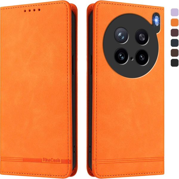 Custodia Per Vivo X200S, Custodia Retro In Finto Cuoio Con Supporto E Slot Per Carte Di Credito Arancione-image