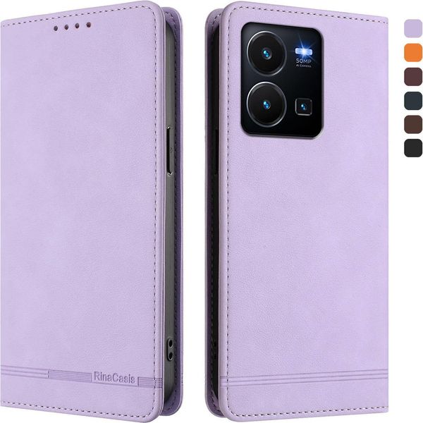 Custodia Per Vivo Y35 4G, Custodia Retro In Finto Cuoio Flip Con Supporto E Slot Per Carte Di Credito Viola-image