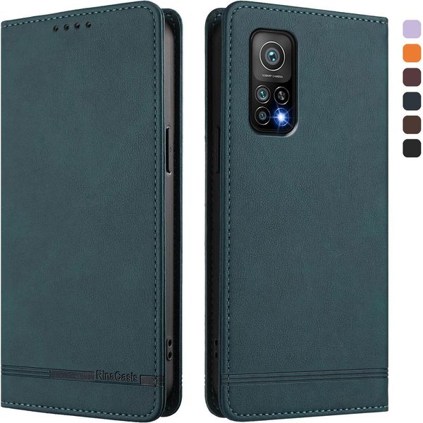 Custodia Per Xiaomi Mi 10T / Mi 10T Pro, Retro Custodia Flip In Finto Cuoio Con Supporto E Slot Per Schede Verde-image
