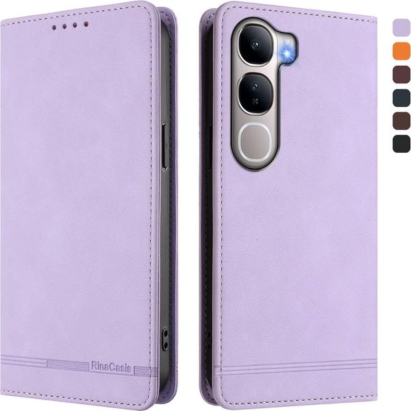 Custodia Per Vivo Y31 5G, Retro Custodia In Finto Cuoio Flip Con Supporto E Slot Per Carte Purple-image