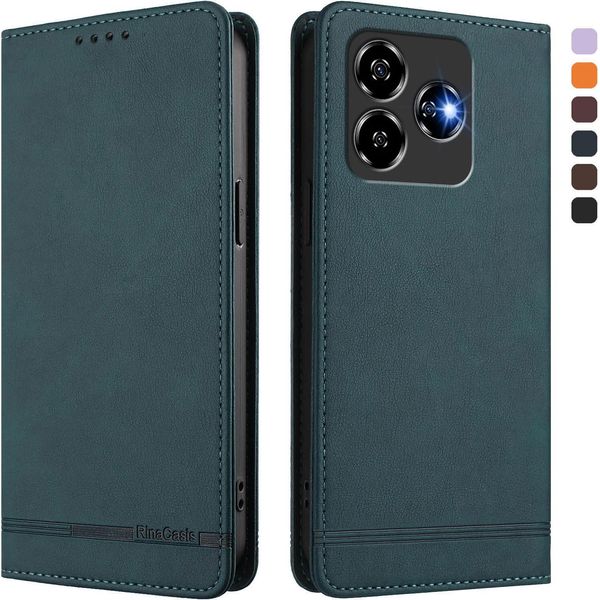 Custodia Per Zte Blade V60 Vita/V60 Design/Axon 60 Lite, Custodia Flip Retro In Finto Cuoio Con Supporto E Slot Per Schede Verde-image