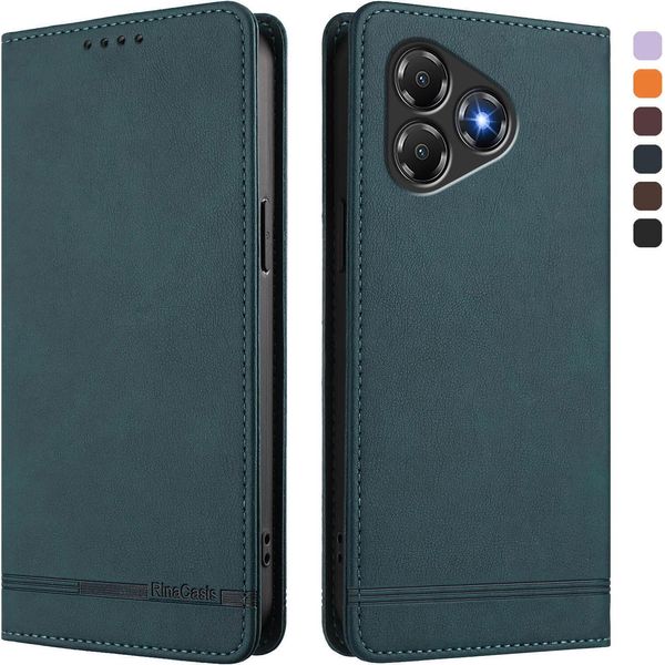 Custodia Per Zte Blade A36, Custodia Retro In Finto Cuoio Con Supporto E Slot Per Carte Verde-image