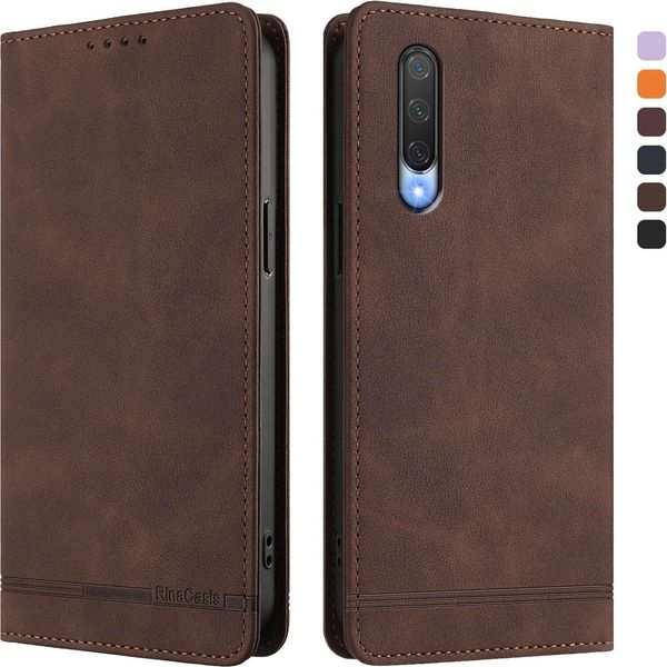 Custodia Per Xiaomi Mi Cc9E / Mi A3, Retro Custodia In Finto Cuoio Flip Con Supporto E Slot Per Schede Brown-image