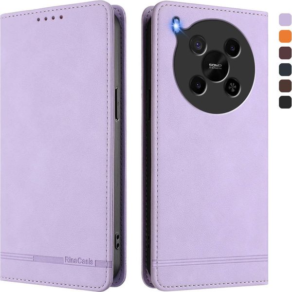 Custodia Per Zte Blade V70 Max, Custodia Retro In Finto Cuoio Con Supporto E Slot Per Carte Di Credito Viola-image