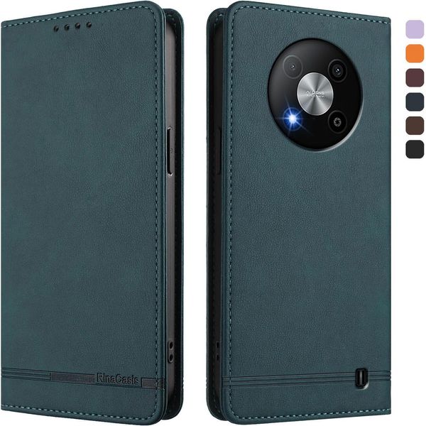 Custodia Per Zte Blade A73 5G, Custodia Retro In Finto Cuoio Con Supporto E Slot Per Schede Verde-image