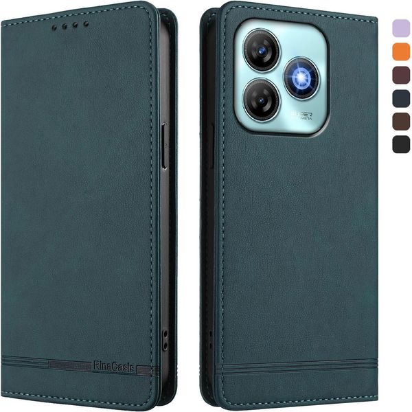 Custodia Per Zte Blade A75 4G, Custodia Retro In Finto Cuoio Con Supporto E Slot Per Carte Verde-image