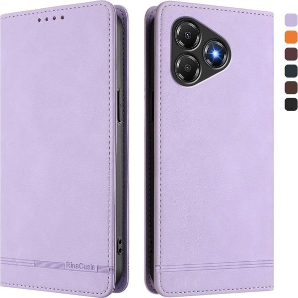 Custodia Per Zte Blade A36, Custodia Retro In Finto Cuoio Flip Con Supporto E Slot Per Carte Purple-image