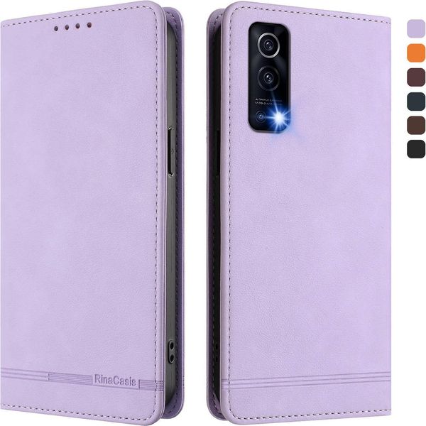 Custodia Per Vivo Y72 5G, Retro Custodia In Finto Cuoio Flip Con Supporto E Slot Per Carte Purple-image