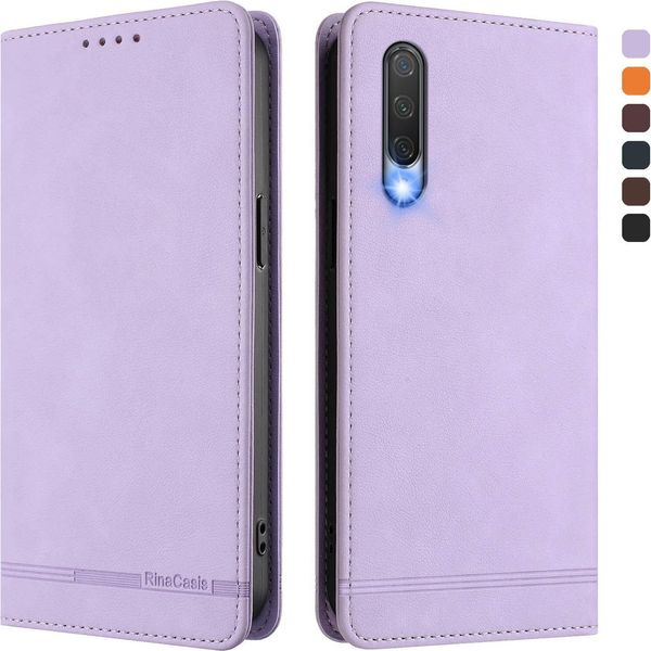 Custodia Per Xiaomi Mi CC9 / Mi 9 Lite, Retro Custodia In Finto Cuoio Flip Con Supporto E Slot Per Carte Di Credito Viola-image