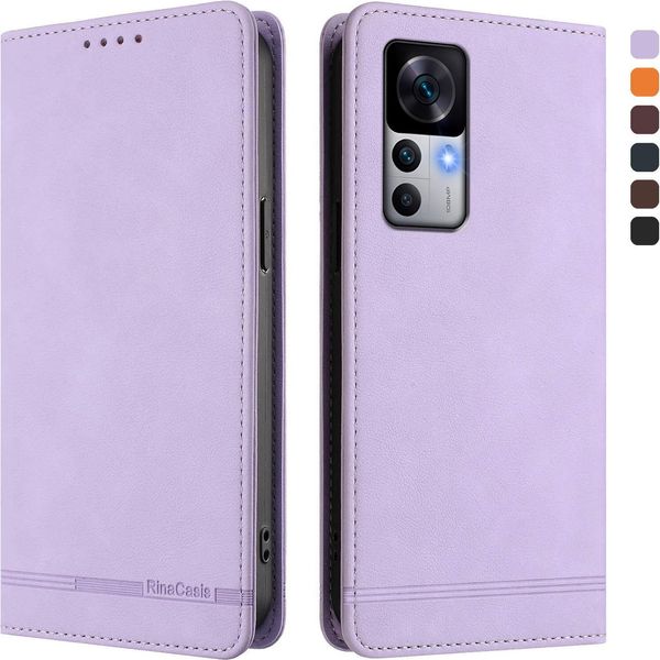 Custodia Per Xiaomi 12T / Xiaomi 12T Pro, Retro Custodia Flip In Finto Cuoio Con Supporto E Slot Per Carte Purple-image