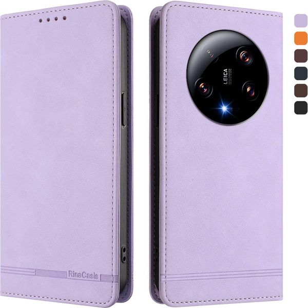 Custodia Per Xiaomi 13 Ultra, Retro Custodia In Finto Cuoio Flip Con Supporto E Slot Per Carte Viola-image