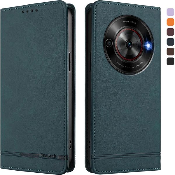 Custodia Per Zte Blade A75 5G, Custodia Retro In Finto Cuoio Con Supporto E Slot Per Schede Verde-image