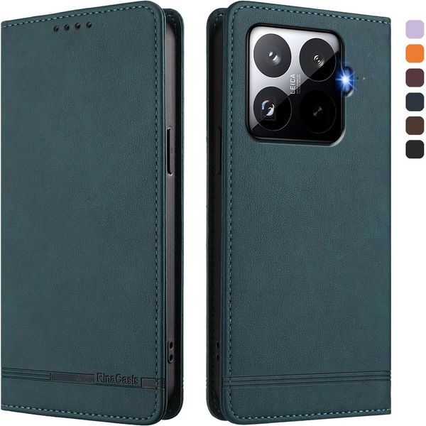 Custodia Per Xiaomi 15T Pro, Custodia Retro In Finto Cuoio Con Supporto E Slot Per Schede Verde-image