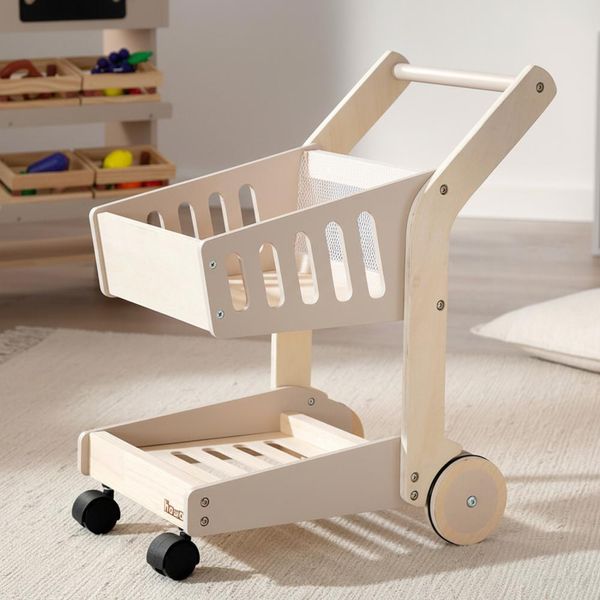 Carrello Della Spesa In Legno Per Bambini Howa - Accessori Per Negozi Naturale, Beige 4899-image