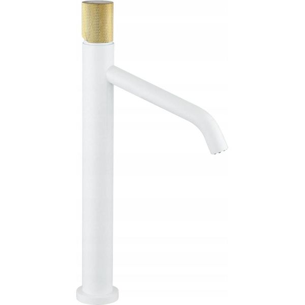 Mexen Rumba One Rubinetto Lavabo Alto, Bianco/Oro - 73511-25-image