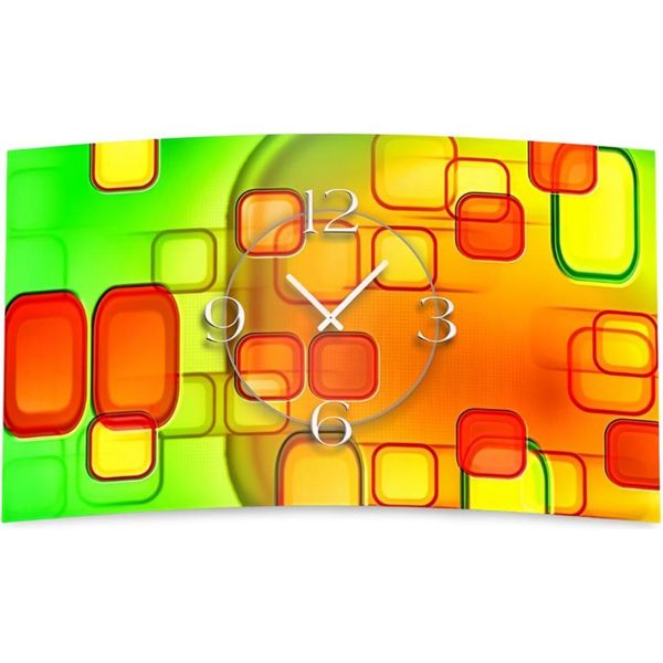 Orologio Da Parete Retro Verde Arancione Di Design Orologio Da Parete Moderno Di Design Silenzioso Senza Ticchettio Dixtime 3D-0246-image