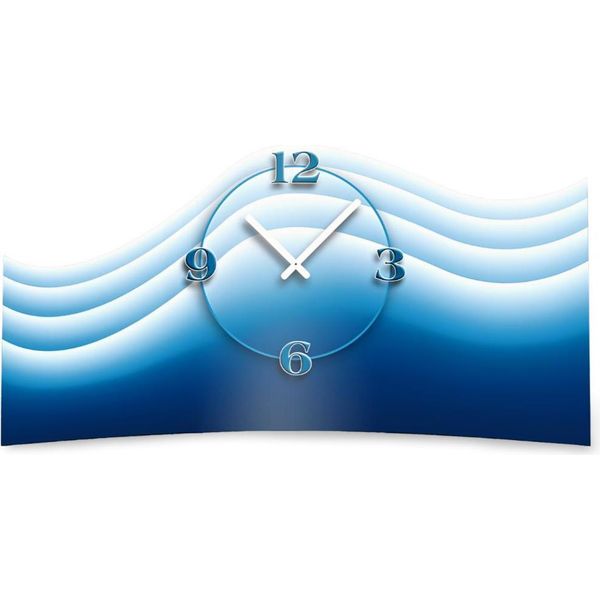 Orologio Da Parete Di Design A Onde Astratte Blu Orologio Da Parete Moderno Di Design Silenzioso Senza Ticchettio Dixtime 3DS-0008-image