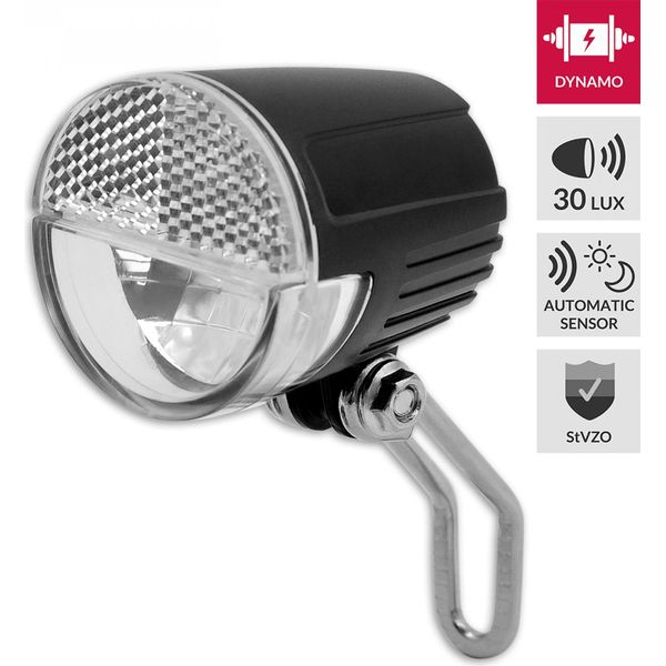 Faro Per Bicicletta A Led Lynx 30 Lux Sensor 180 Gradi Stvzo Nero-image