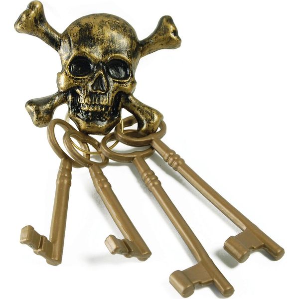 Bristol Novelty Teschio Di Plastica Pirata Chiave BN2235 (Taglia Unica) (Oro)-image