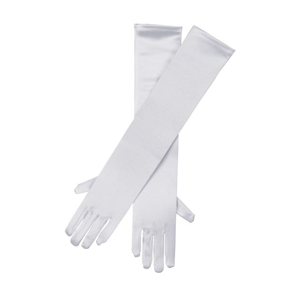 Guanti Da Donna Bristol Novelty In Raso, Lunghi, 1 Paio BN1327 (Taglia Unica) (Bianco)-image