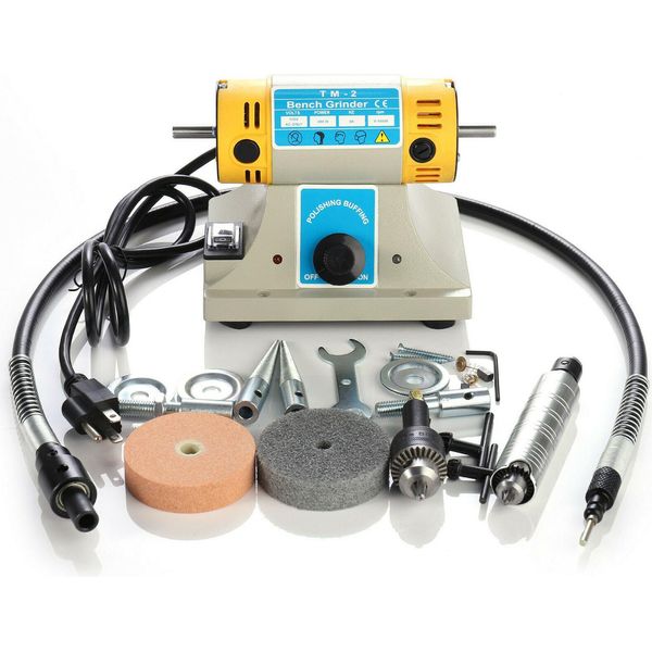 Topchances Lucidatrice, 220V 350 Watt Smerigliatrice Elettrica Lucidatrice Mini Multifunzione Buffer Mill Lucidatura Per Gioielli Dentali Motore Tornio Eu Plug-image